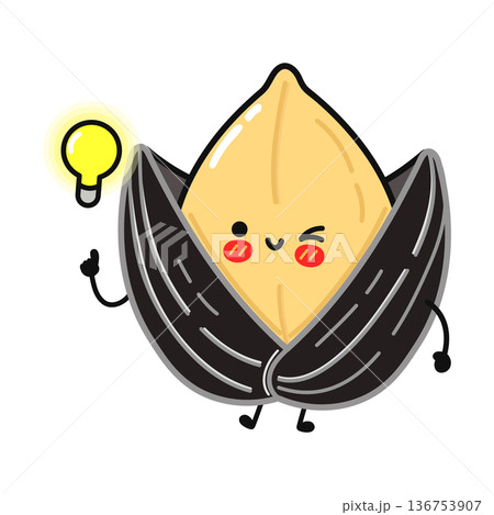 Cute sunflower seed mascot getting an idea 136753907