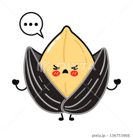 Sad sunflower seed cartoon character feeling disappointment 136753908