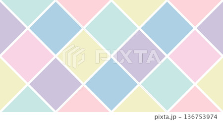 Pastel diamond geometric harlequin pattern. Seamless geometric pattern with rhombus. Fabric print. 136753974