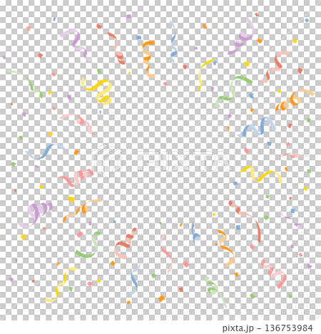 Confetti and curled ribbon background material (with copy space) 136753984