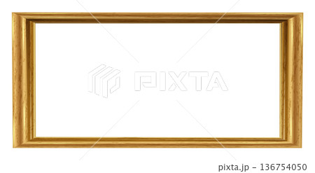 Golden wood frame on white background Golden wood frame on white background 136754050