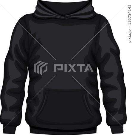 Black hoodie design with front pocket and hoodie details Black hoodie design with front pocket and hoodie details 136754143