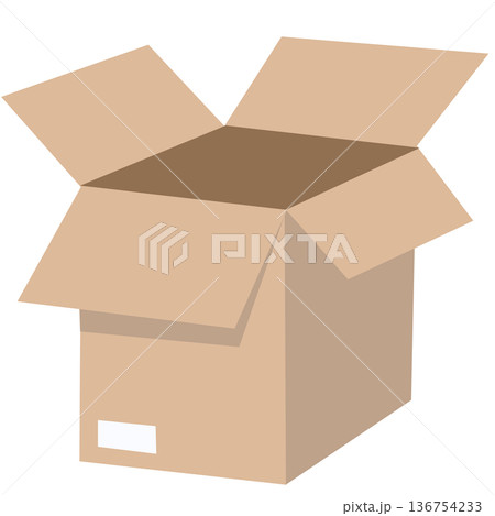Open cardboard box isolated on white background Open cardboard box isolated on white background 136754233