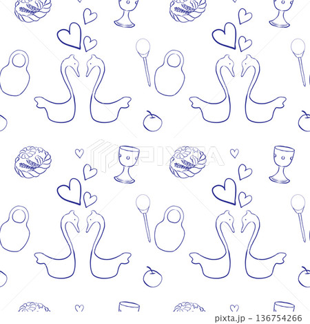 Wedding seamless pattern, Slavic wedding, vector 136754266