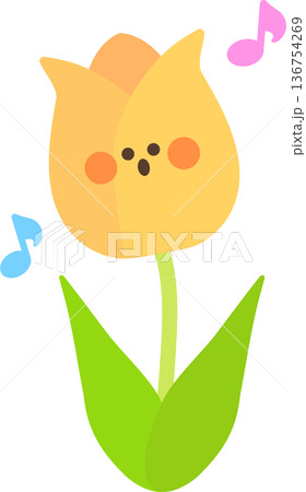 楽しいかわいいチューリップ(黄色) 楽しいかわいいチューリップ(黄色) 136754269