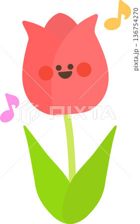 楽しいかわいいチューリップ（赤） 136754270