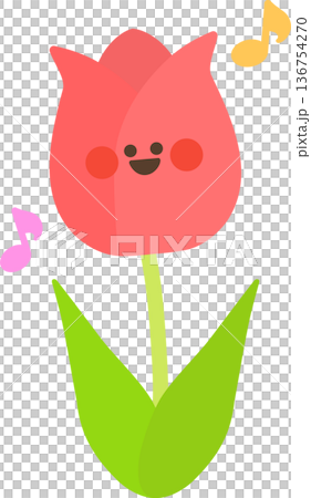楽しいかわいいチューリップ（赤） 136754270