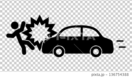 Silhouette of a car hitting someone 136754388