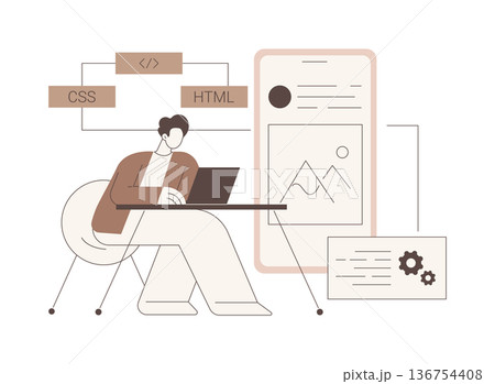 Hybrid mobile app isolated cartoon vector illustrations. 136754408