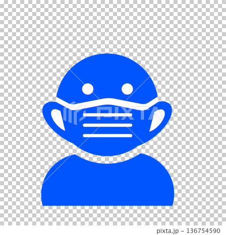 Icon of a person wearing a mask (blue) Icon of a person wearing a mask (blue) 136754590