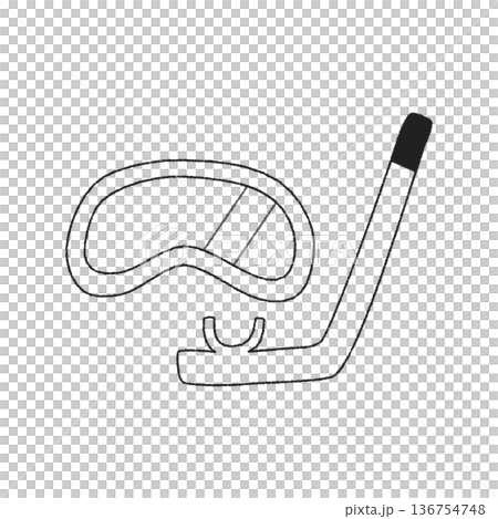 シンプルな手書きのシュノーケルマスクのイラスト 136754748