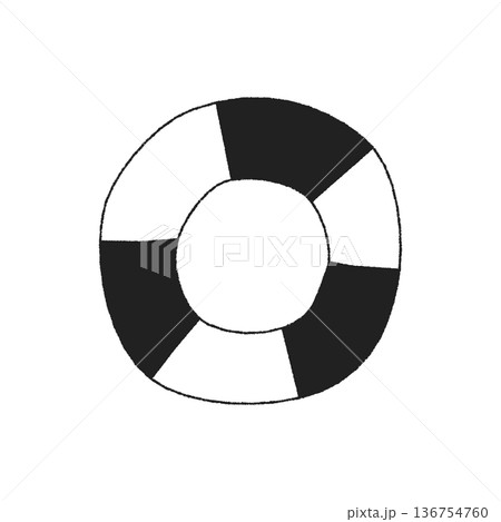 シンプルな手書きの浮き輪のイラスト 136754760