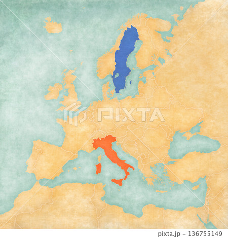 Map of Europe - Italy and Sweden 136755149