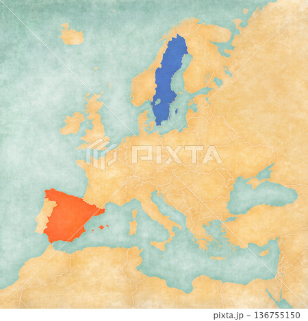 Map of Europe - Spain and Sweden Map of Europe - Spain and Sweden 136755150