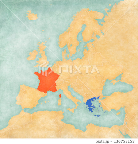 Map of Europe - France and Greece Map of Europe - France and Greece 136755155