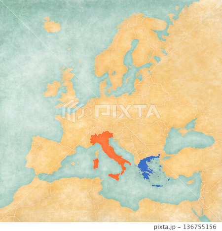 Map of Europe - Italy and Greece Map of Europe - Italy and Greece 136755156
