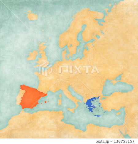 Map of Europe - Spain and Greece 136755157