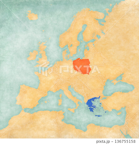 Map of Europe - Poland and Greece Map of Europe - Poland and Greece 136755158