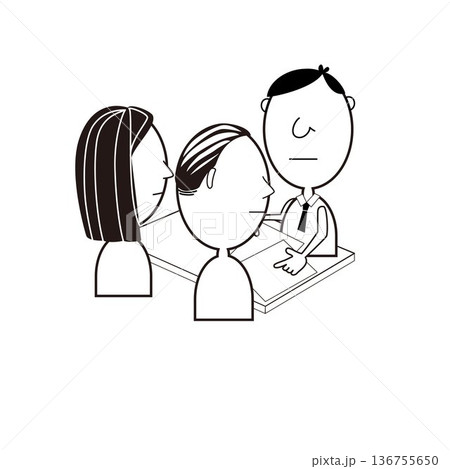 ビジネス契約の説明をする男性担当者と顧客 イラスト 136755650