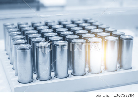 High Voltage Energy Storage Module in Light Blue Industrial Scene 136755894