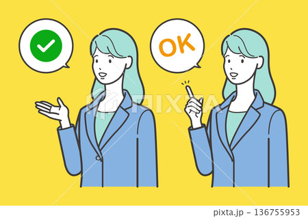 ポイントを説明するビジネスウーマンのイラスト素材 136755953