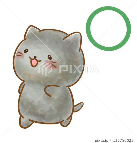 水彩 黒猫の園生活イラスト 歩いて移動するねこ 136756023