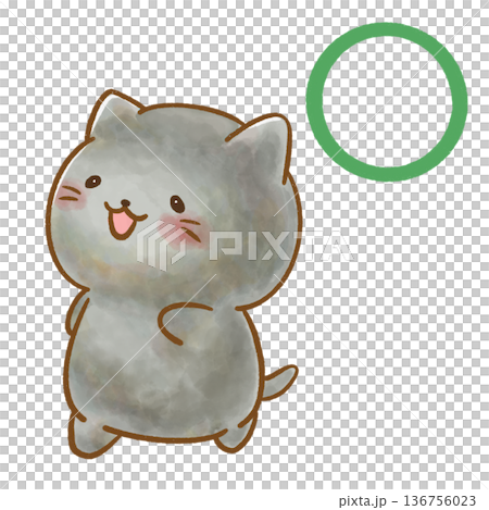 水彩 黒猫の園生活イラスト 歩いて移動するねこ 136756023