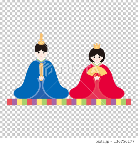 可愛的雛人偶插畫 136756177