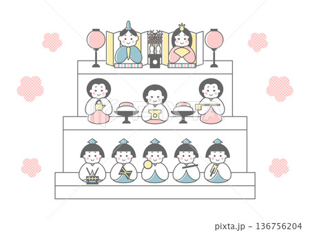 ひなまつりひな人形のイラスト ひなまつりひな人形のイラスト 136756204