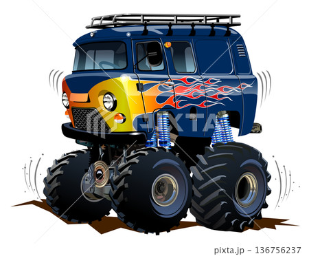 Cartoon Monster Truck Camper van Cartoon Monster Truck Camper van 136756237