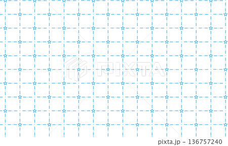 角が丸い線でできた星と破線でできたクロスした四角いグリッド 136757240