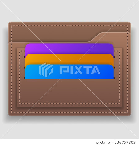 3D Leather Wallet Mockup with Credit Cards 136757805