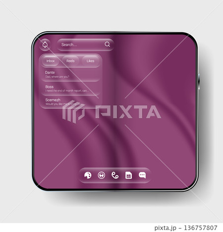 Foldable Smartphone UI Mockup Modern App Interface 136757807