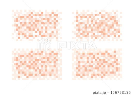 Set of censorship textures with blur pixel effect isolated on white background. Skin tone colored mosaic pattern for hiding face, naked body or another privacy content. Vector illustration Set of censorship textures with blur pixel effect isolated on white background. Skin tone colored mosaic pattern for hiding face, naked body or another privacy content. Vector illustration 136758156