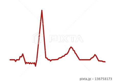 Part of red heart beat diagram. Fragment of ECG chart isolated on white background. Pulse or cardiac rhythm line. Cardio test sign. Cardiology hospital symbol. Health concep. Vector illustration 136758173