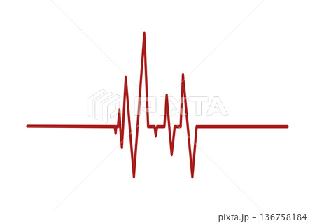 Red heartbeat diagram. Part of ECG chart isolated on white background. Pulse or cardiac rhythm line. Cardio test sign. Cardiology hospital symbol. Vector graphic illustration 136758184