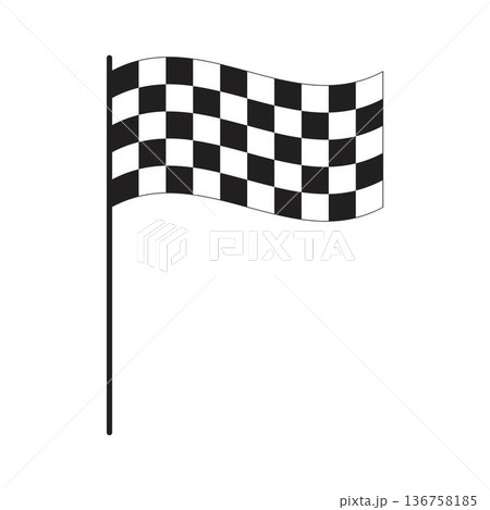 Winding race flag with checkered black and white pattern. Start or finish signal props on sport car competitions. Rally, karting or motocross symbol. Vector graphic illustration Winding race flag with checkered black and white pattern. Start or finish signal props on sport car competitions. Rally, karting or motocross symbol. Vector graphic illustration 136758185