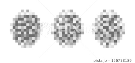 Set of oval shapes with blur effect to hide face. Checkered pixel textures for sensitive content. Parental control, vulnerable audience, censorship or privacy concept. Vector graphic illustration Set of oval shapes with blur effect to hide face. Checkered pixel textures for sensitive content. Parental control, vulnerable audience, censorship or privacy concept. Vector graphic illustration 136758189