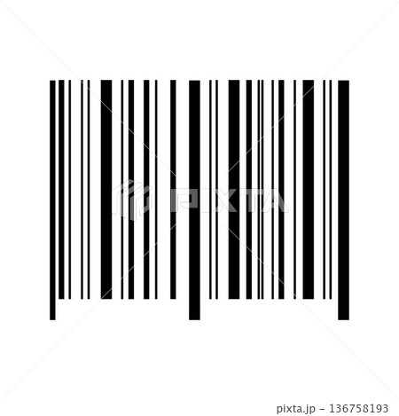 Blank barcode sticker template isolated on white background. Bar code label. Visual data digital representation with product or manufacturer information. Vector graphic illustration 136758193