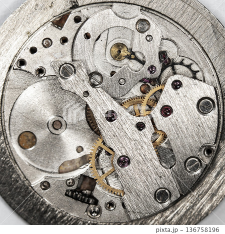 old clockwork, metal gears close up 136758196