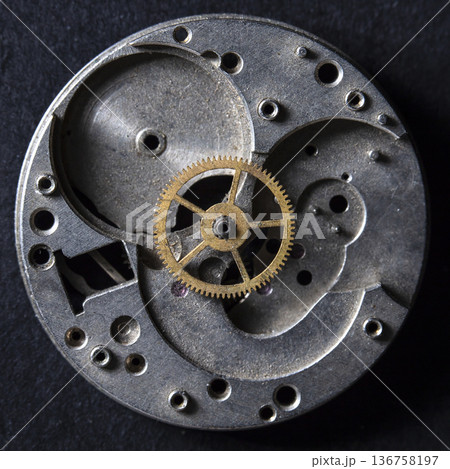 old clockwork, metal gears close up 136758197