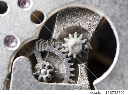 old clockwork, metal gears close up 136758202