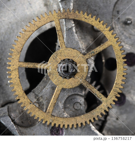 old clockwork, metal gears close up old clockwork, metal gears close up 136758217