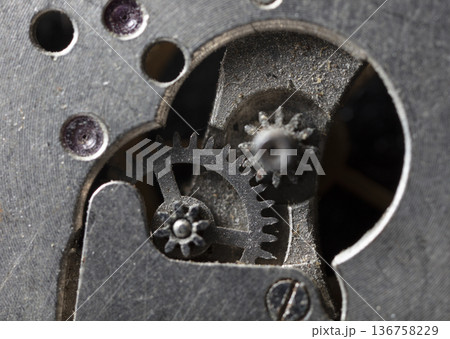 old clockwork, metal gears close up 136758229