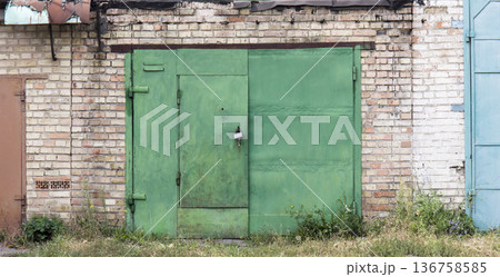 old metal warehouse door, hangar 136758585