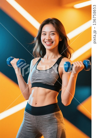 フィットネス トレーニング ボディービル 136758653