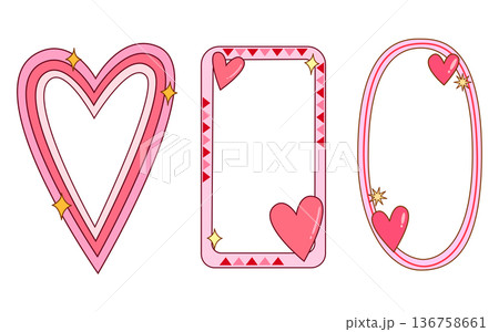 Pink heart and love frames for festival, Valentine, social media and element Pink heart and love frames for festival, Valentine, social media and element 136758661