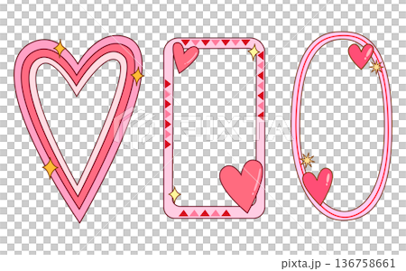 Pink heart and love frames for festival, Valentine, social media and element Pink heart and love frames for festival, Valentine, social media and element 136758661