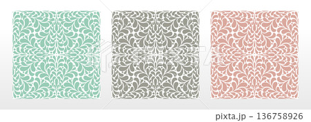 Wallpapers in the style of Baroque.. Set of colored floral ornaments. Seamless vector backgrounds Graphic patterns for fabric, wallpaper, packaging. Ornate Damask flower illustration 136758926
