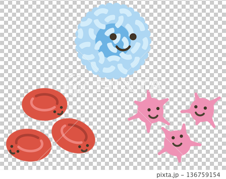 白血球と赤血球と血小板(名称なし) 白血球と赤血球と血小板(名称なし) 136759154